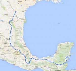 Route Belize, Guatemala, Mexiko