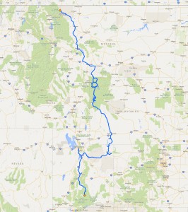 Route Wyoming und Montana
