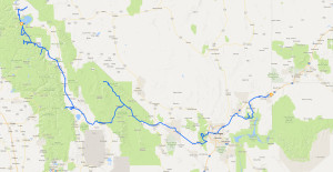 Route Kalifornien und Nevada