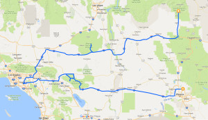 Route Kalifornien und Arizona
